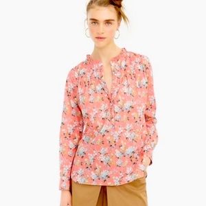 J Crew Liberty popover blouse in Josephine coral multi